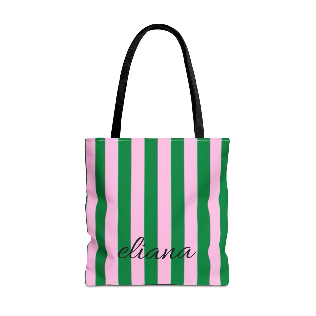 Personalized Green & Pink Striped Tote Bag (AOP)