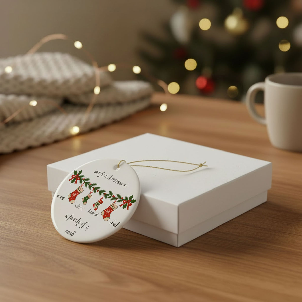 Personalized Family of 4 Christmas Ornament | Custom Family Christmas Keepsake
