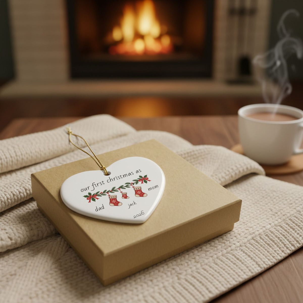Personalized Baby's First Christmas Ornament | Custom Family of Three Christmas Ornament