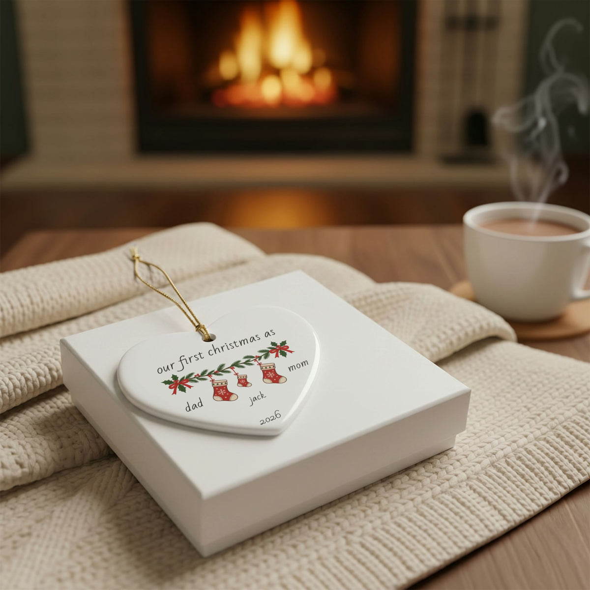 Personalized Baby's First Christmas Ornament | Custom Family of Three Christmas Ornament