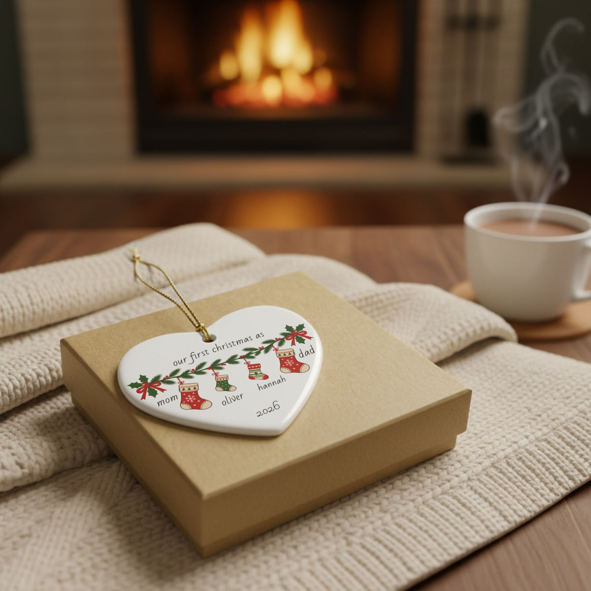 Personalized Family of 4 Christmas Ornament | Custom Family Christmas Keepsake