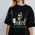Funny Skeleton Coffee Shirt – Caffeine, Chaos & Cuss Words