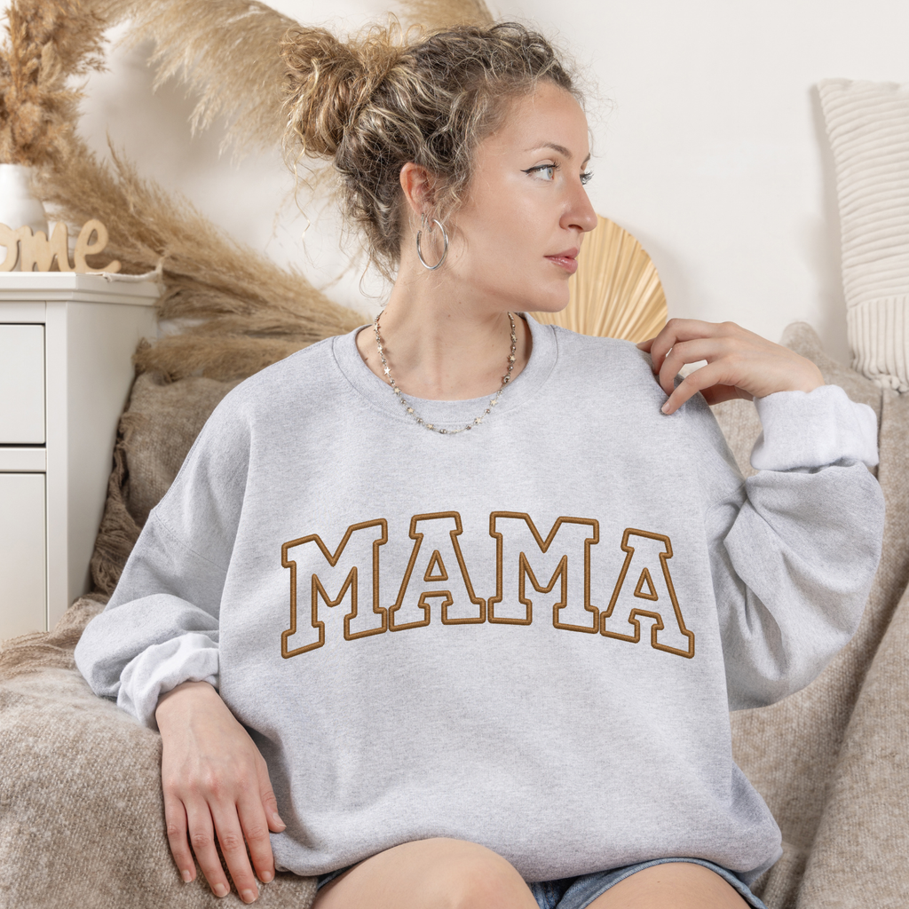 Personalized Mama Sweatshirt with Kids Names | Embroidered Mama Crewneck | Custom Mom Sweatshirt