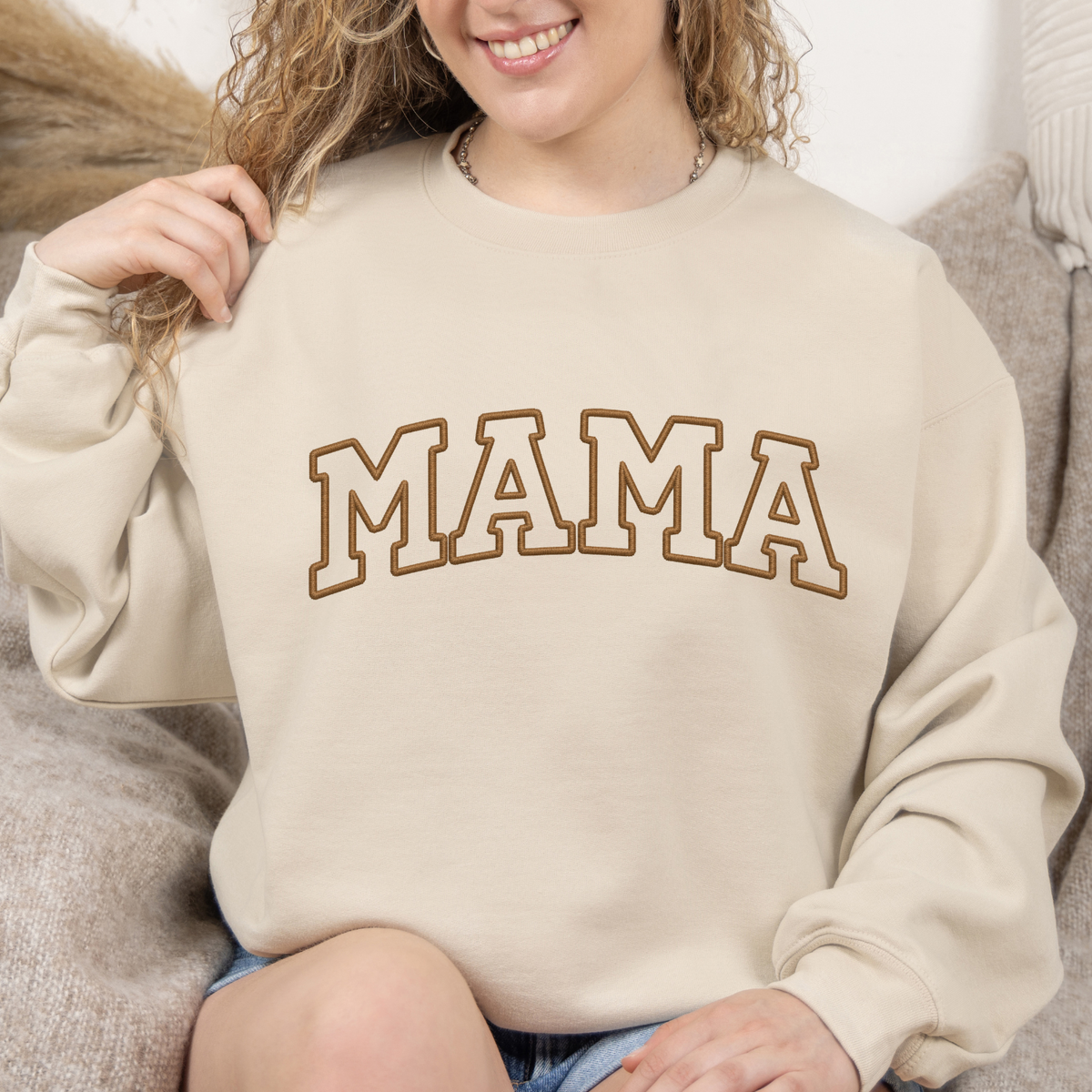 Personalized Mama Sweatshirt with Kids Names | Embroidered Mama Crewneck | Custom Mom Sweatshirt