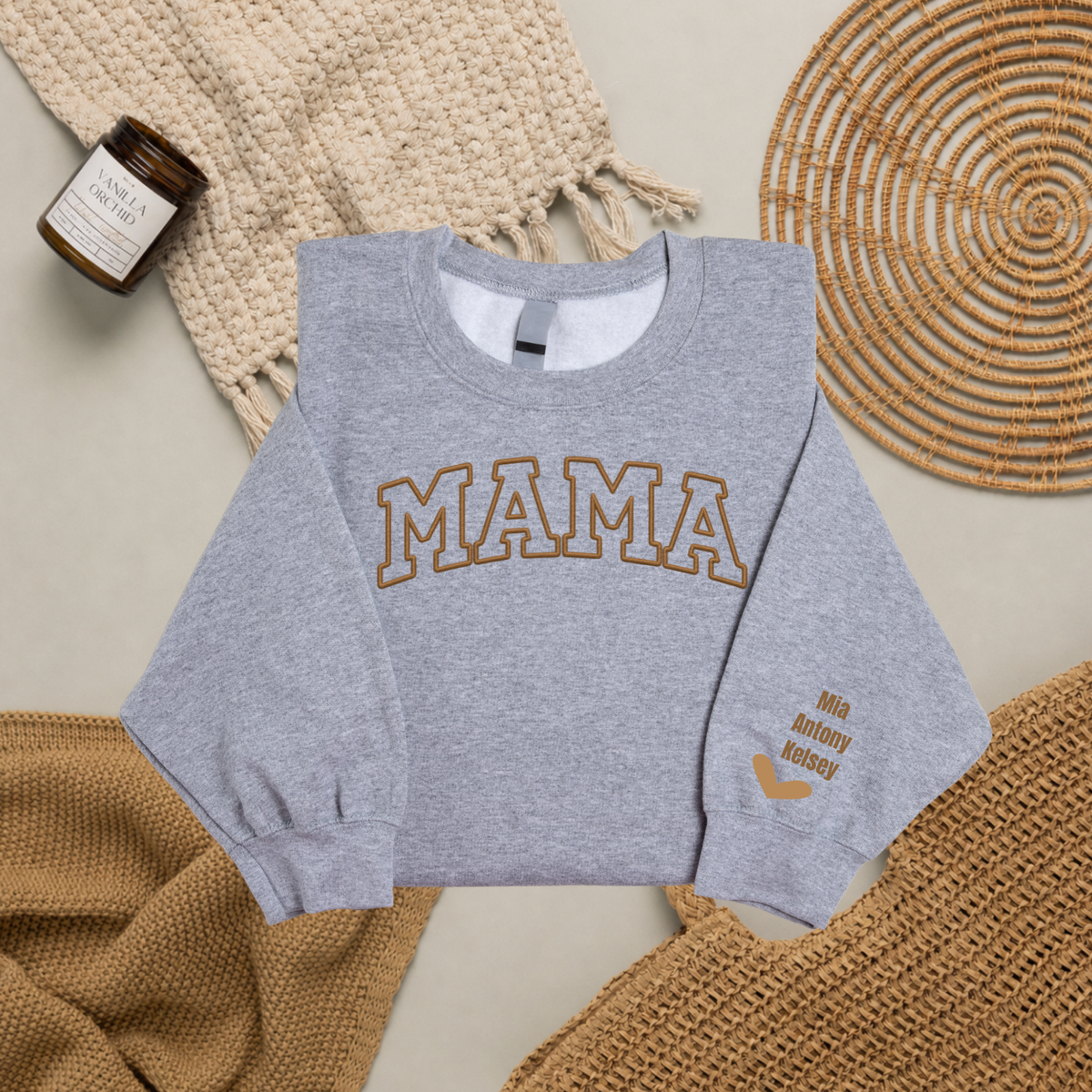 Personalized Mama Sweatshirt with Kids Names | Embroidered Mama Crewneck | Custom Mom Sweatshirt