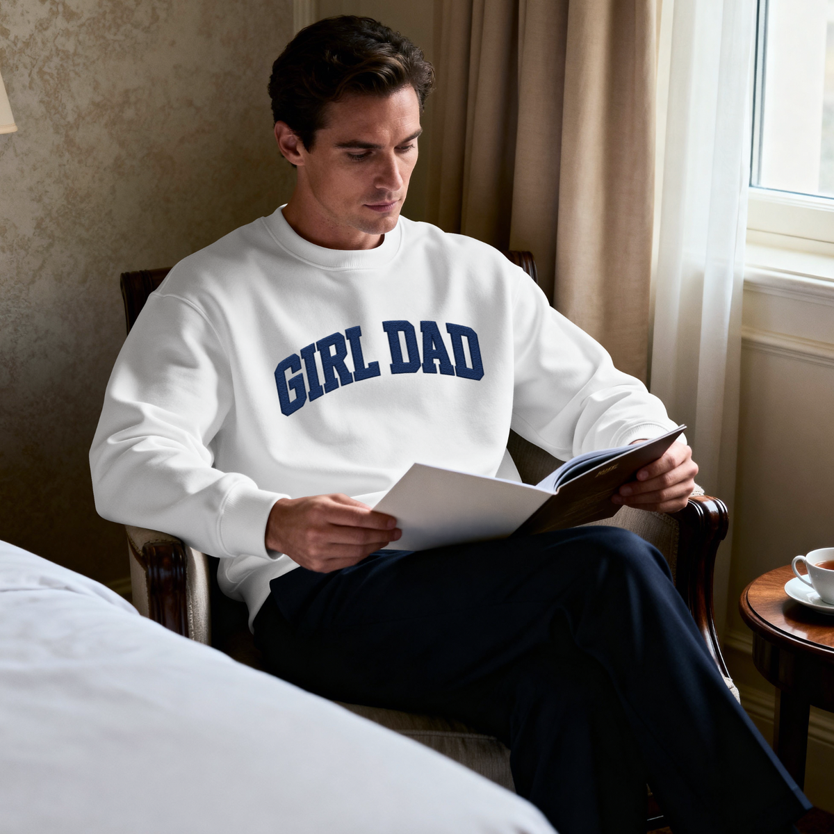 Girl Dad Sweatshirt | Embroidered Girl Dad Crewneck