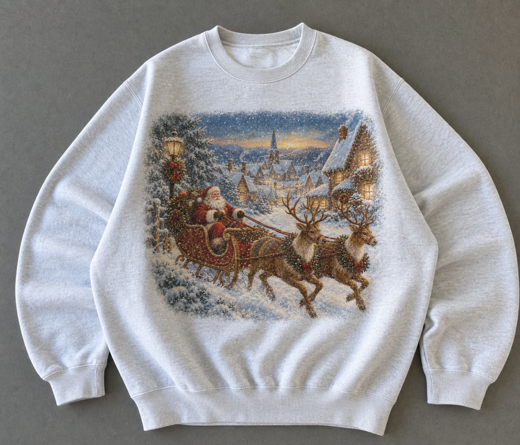 Vintage Santa Sleigh Christmas Sweatshirt