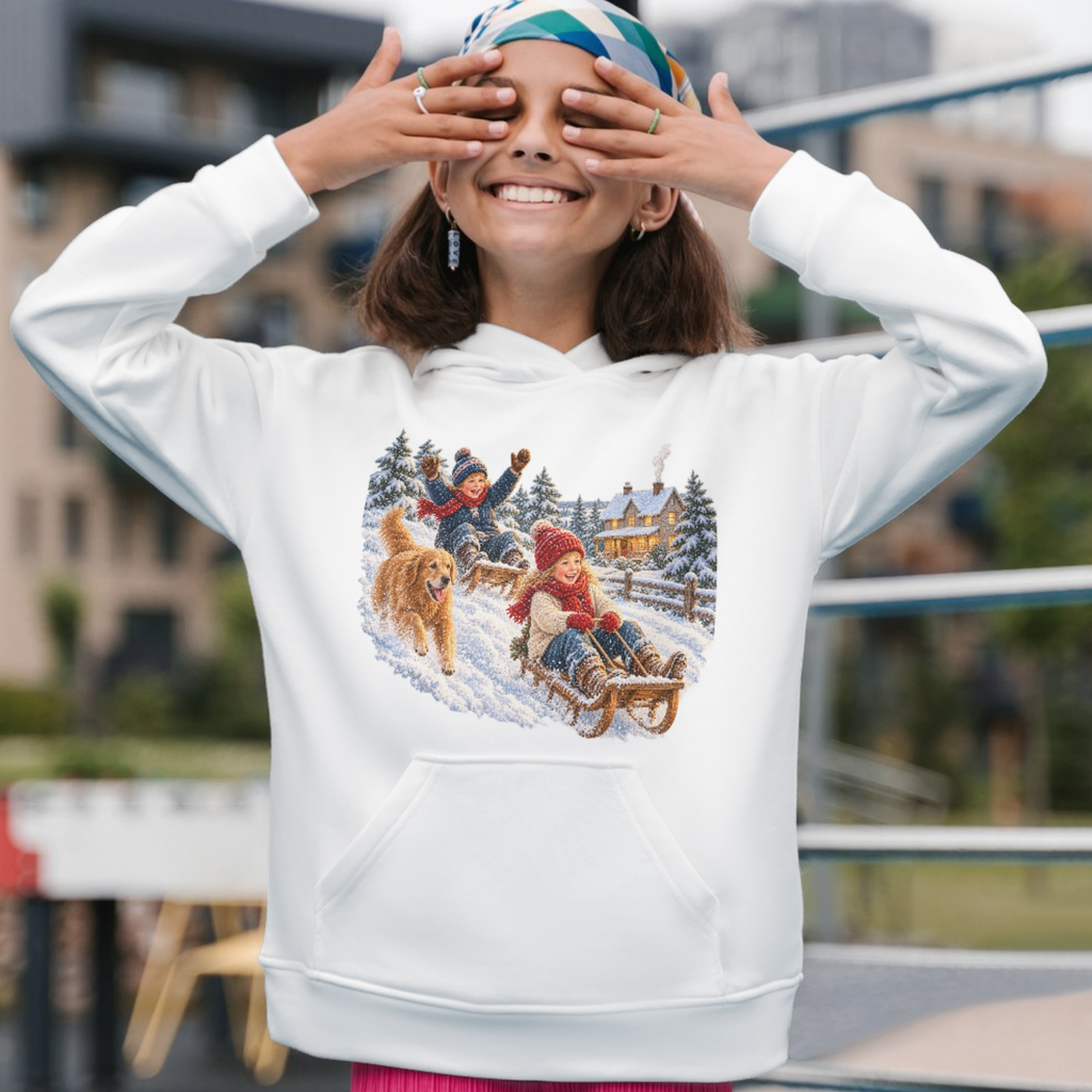 Vintage Christmas Sledding Hoddie