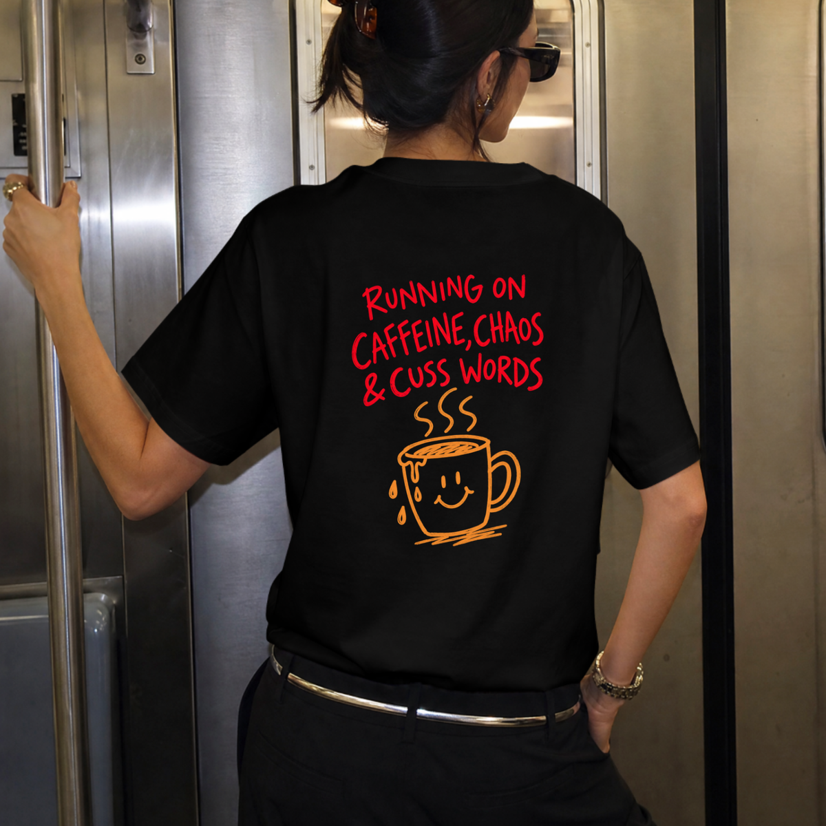 Running on Caffeine Chaos & Cuss Words Shirt | Unisex Graphic Tee