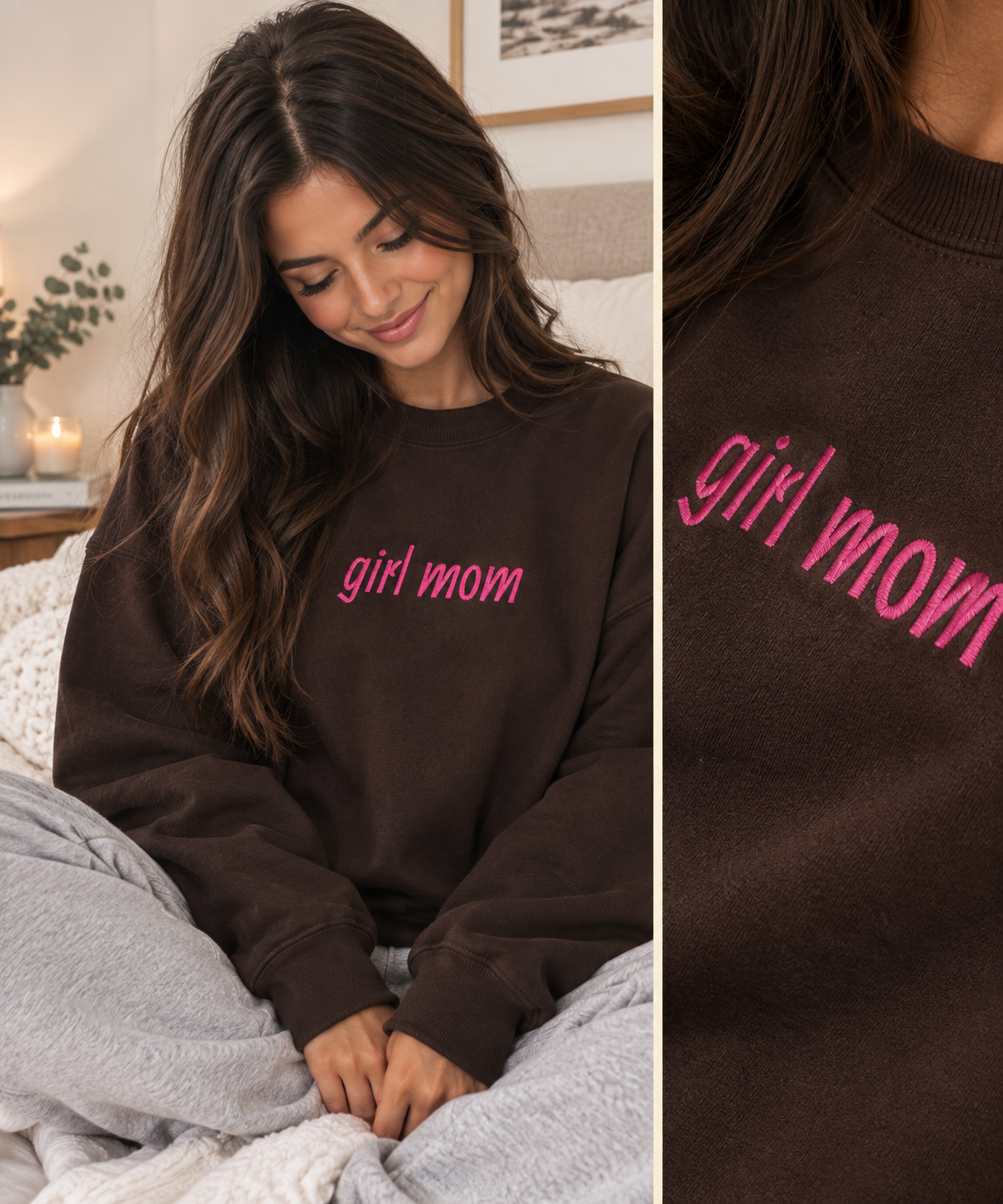 Girl Mom Sweatshirt | Embroidered Mama Crewneck Sweatshirt