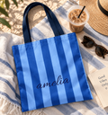 Personalized Blue Striped Tote Bag (AOP)