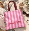 Personalized Pink Striped Tote Bag (AOP)