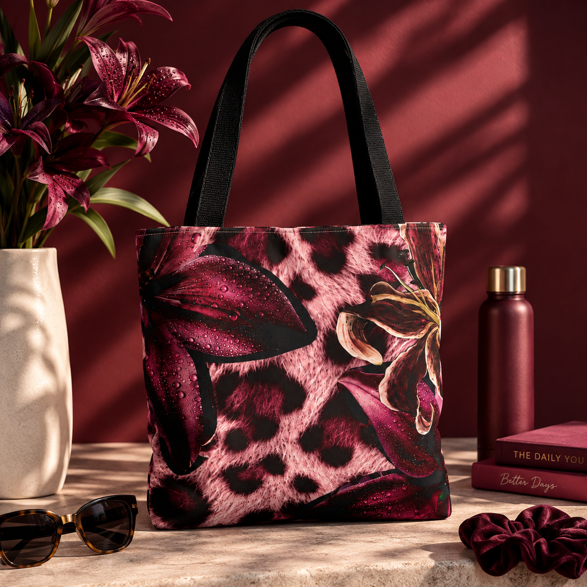 Floral Leopard Print Tote Bag (AOP) | Front & Back Wearable Statement Bag