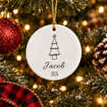 Personalized Christmas Ornament – Custom Name & Year Ceramic Christmas Tree Keepsake, Holiday Gift