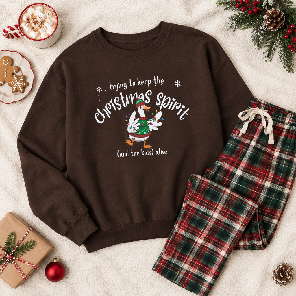 Funny Christmas Sweatshirt | Trying to Keep the Christmas Spirit & Kids Alive Sweatshirt