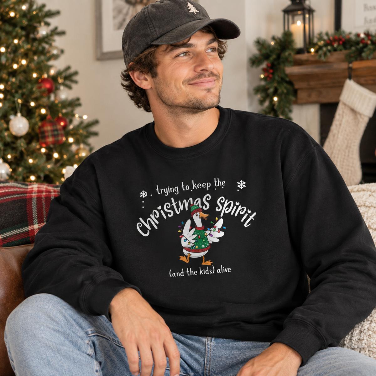 Funny Christmas Sweatshirt | Trying to Keep the Christmas Spirit & Kids Alive Sweatshirt