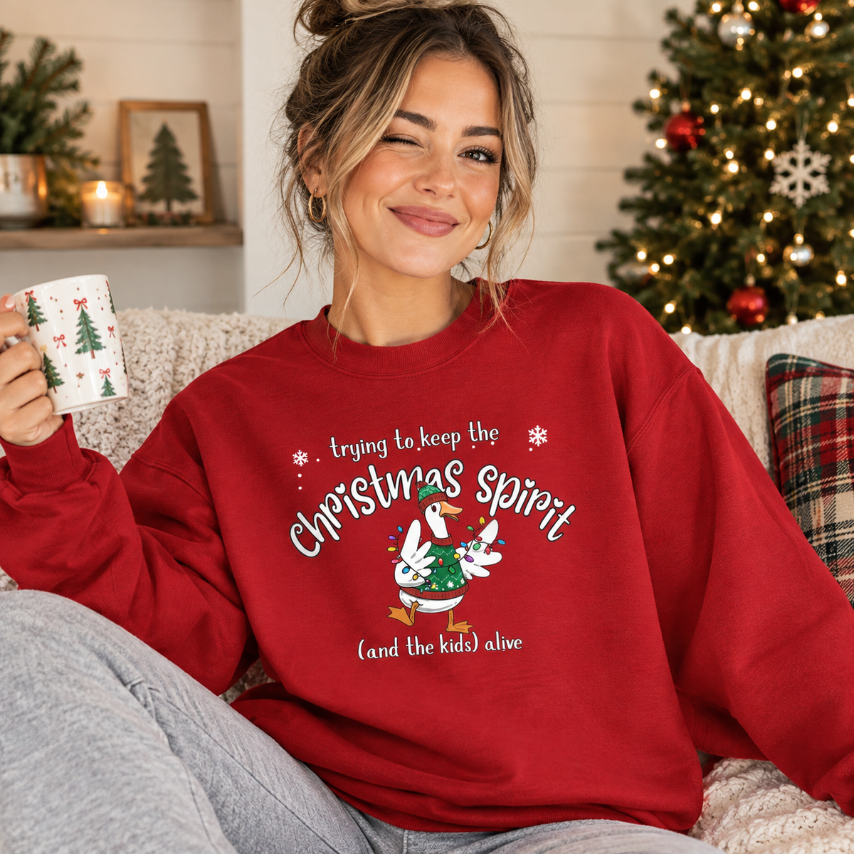 Funny Christmas Sweatshirt | Trying to Keep the Christmas Spirit & Kids Alive Sweatshirt