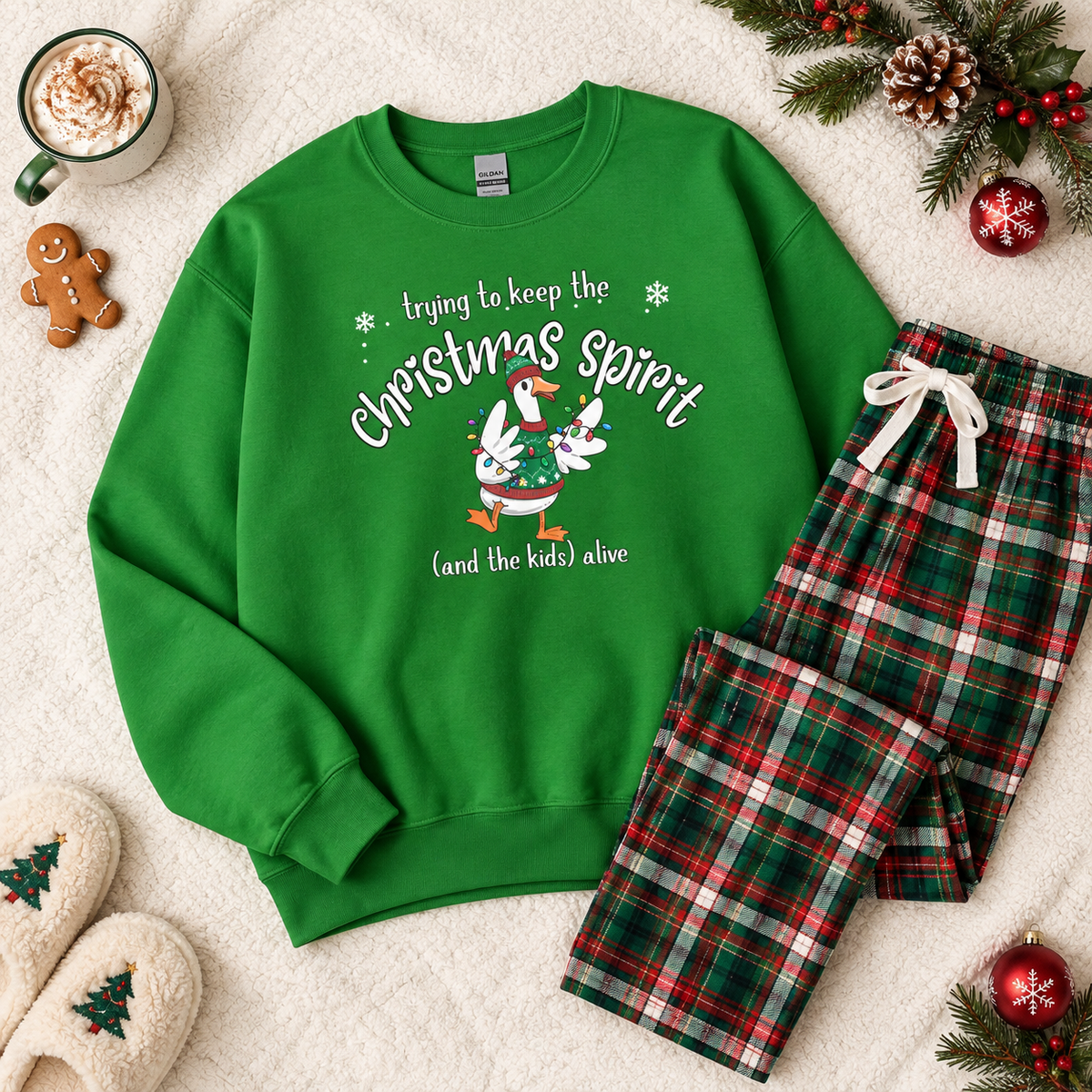 Funny Christmas Sweatshirt | Trying to Keep the Christmas Spirit & Kids Alive Sweatshirt