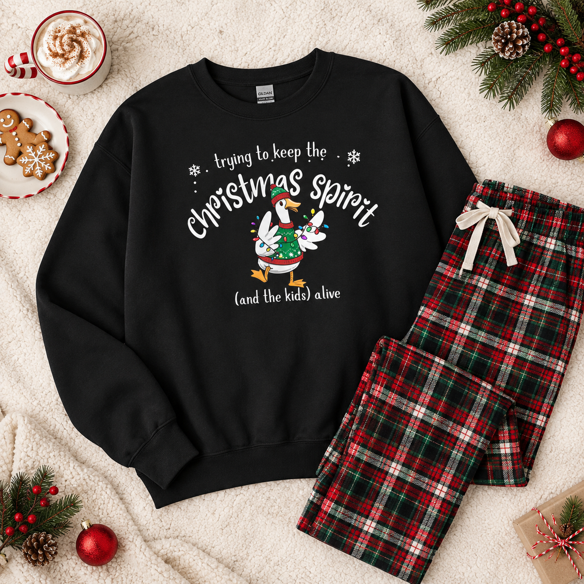 Funny Christmas Sweatshirt | Trying to Keep the Christmas Spirit & Kids Alive Sweatshirt