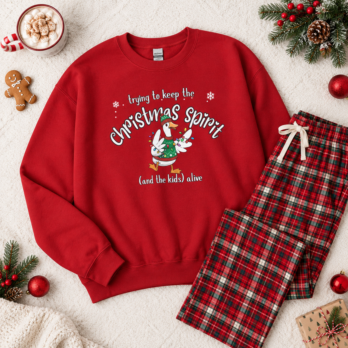 Funny Christmas Sweatshirt | Trying to Keep the Christmas Spirit & Kids Alive Sweatshirt