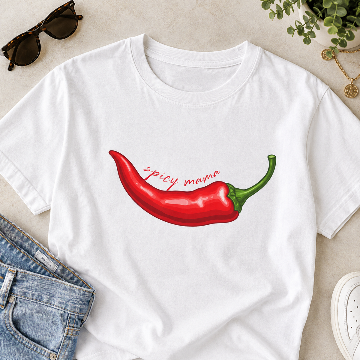 Spicy Mama Boxy Tee | Women's Chili Pepper Shirt