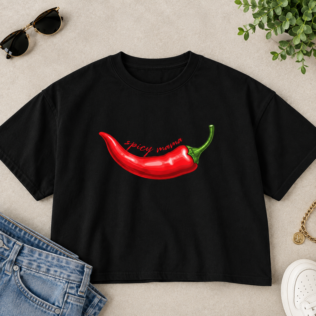 Spicy Mama Boxy Tee | Women's Chili Pepper Shirt