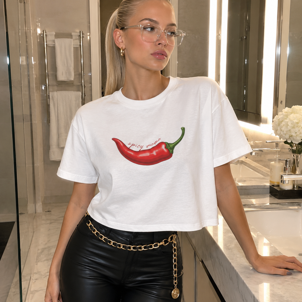 Spicy Mama Boxy Tee | Women's Chili Pepper Shirt