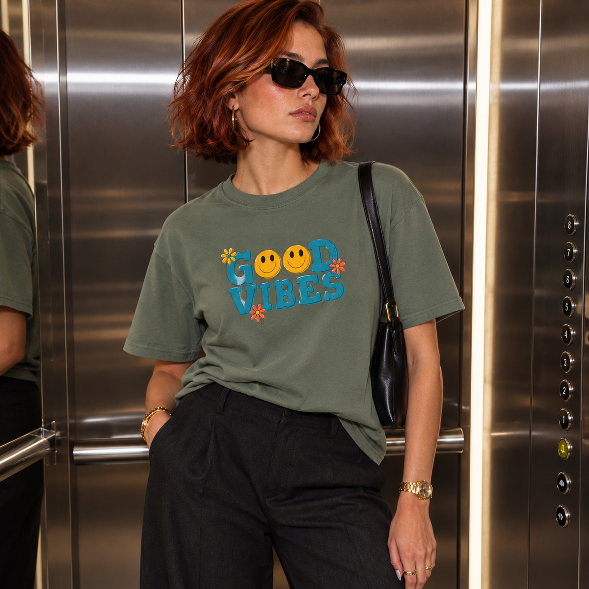 Good Vibes Graphic Tee | Retro Smiley Face Shirt