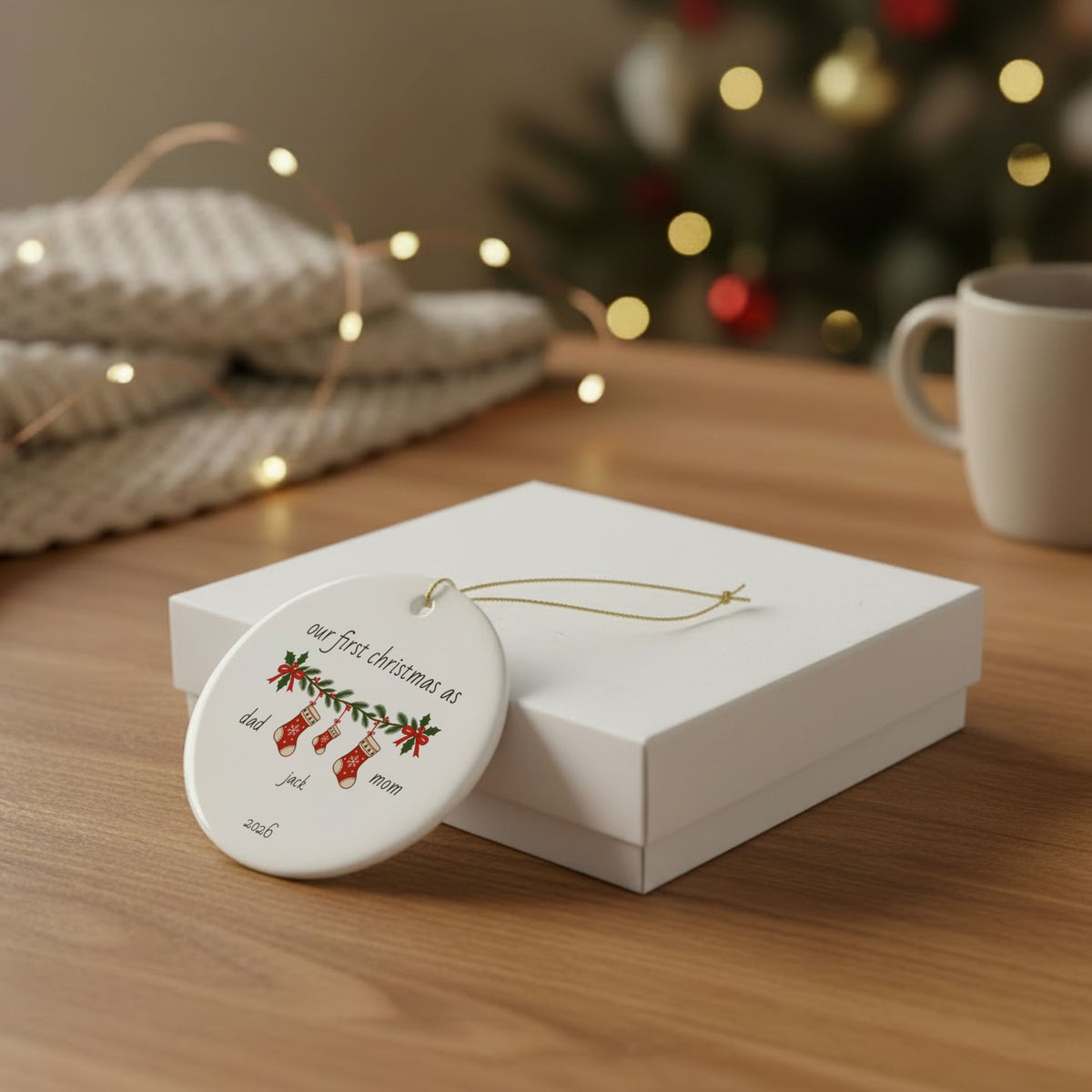 Personalized Baby's First Christmas Ornament | Custom Family of Three Christmas Ornament