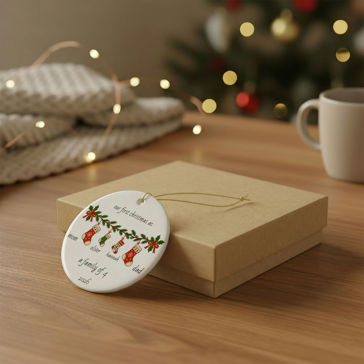 Personalized Family of 4 Christmas Ornament | Custom Family Christmas Keepsake