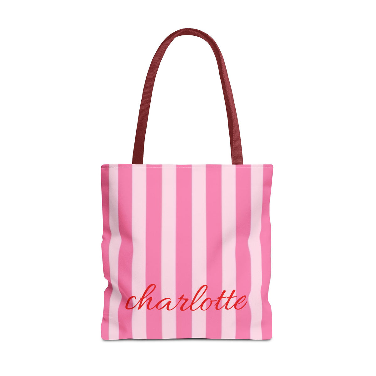 Personalized Pink Striped Tote Bag (AOP)